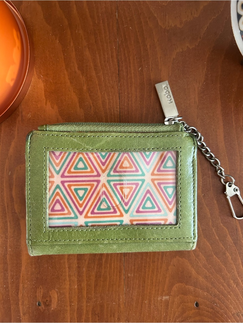 HOBO Olive Green Leather Card Wallet with Chain Key Clip - Picture 2 of 7